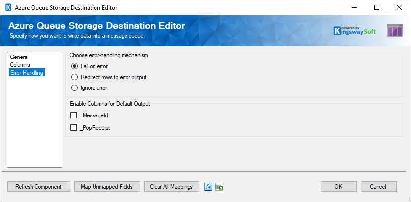 Azure Queue Storage Destination - Error Handling